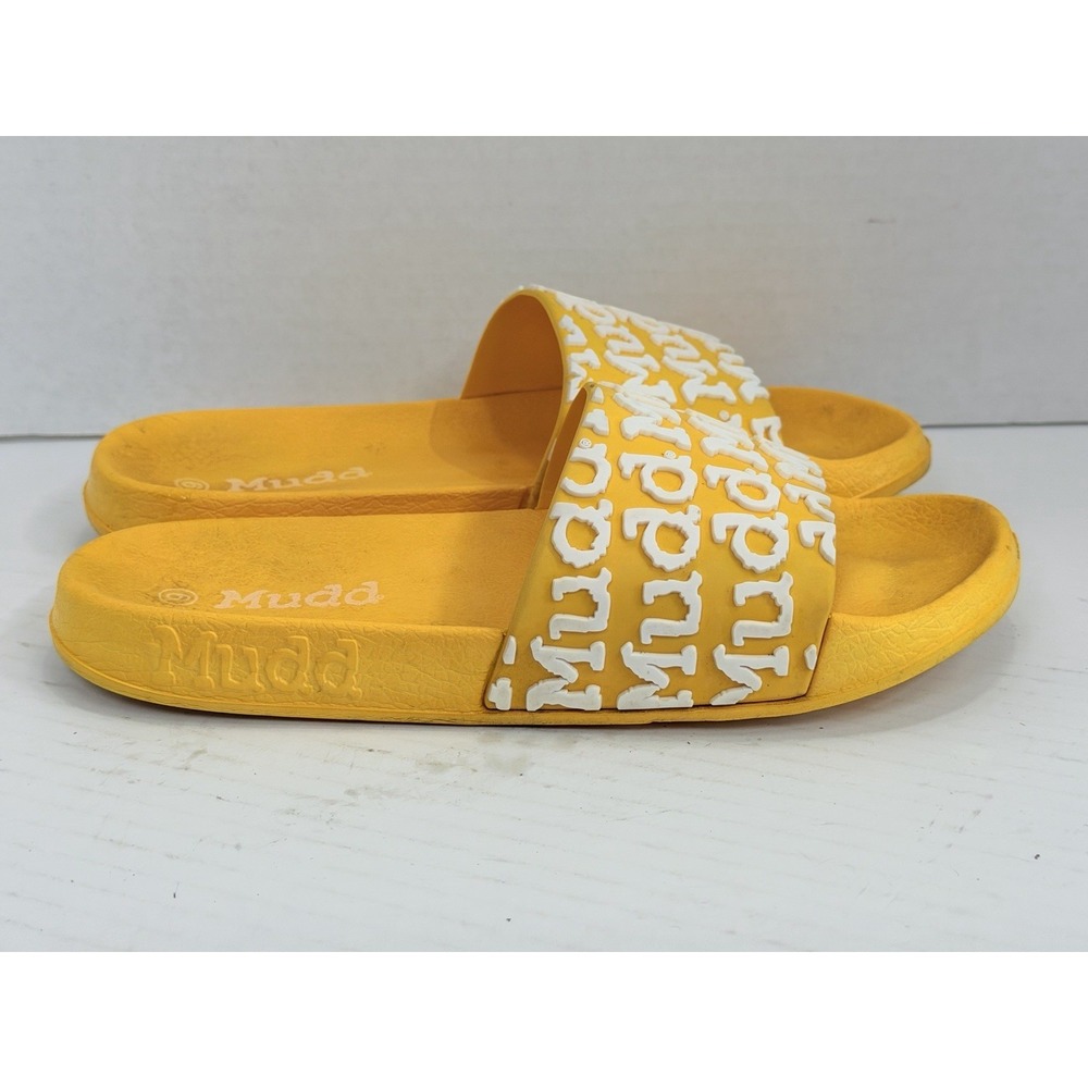 Mudd Billie15K Girls‎ Yellow Logo Slide Sandals Size 6 Y2K Comfort Summer Beach
